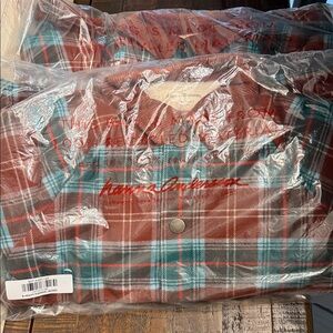 Hanna Andersson Brown and Teal Plaid Kids Jacket